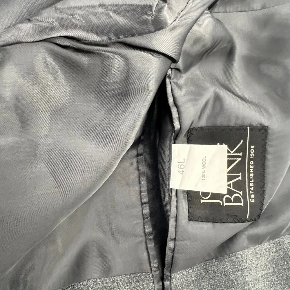 Jos. A. Bank 100% Wool‎ Men's Gray Two Button Blazer Jacket 46 L Business Career